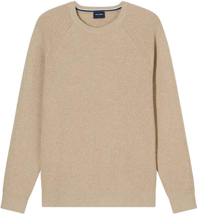Olymp katoenen regular fit gebreide trui beige