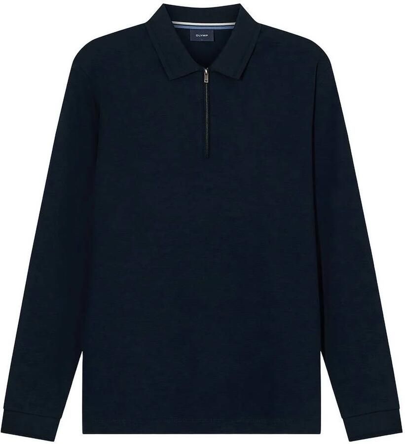 OLYMP Poloshirt met lange mouwen effen polokraag regular fit casual