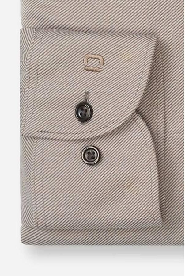 Olymp Overhemd Lange Mouw Japanese Knitted Overhemd Twill Bruin - Foto 2