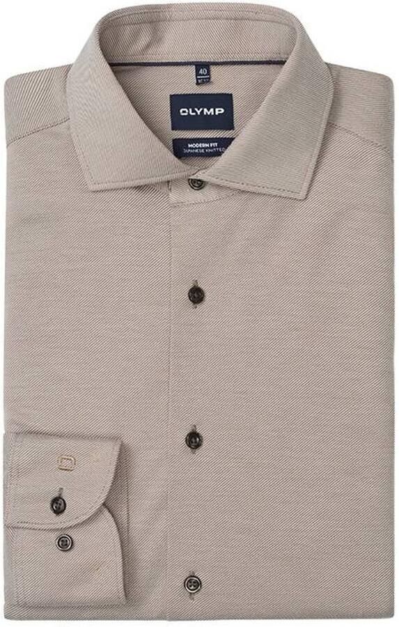 Olymp Overhemd Lange Mouw Japanese Knitted Overhemd Twill Bruin - Foto 3