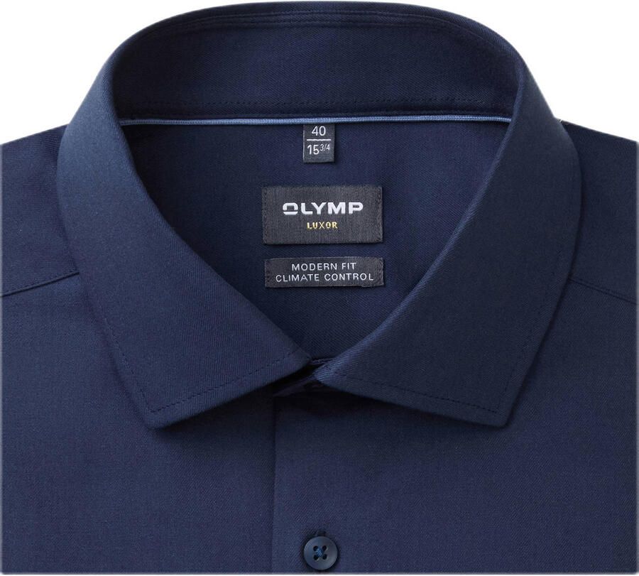 Olymp business overhemd Luxor Modern Fit normale fit donkerblauw effen katoen - Foto 2