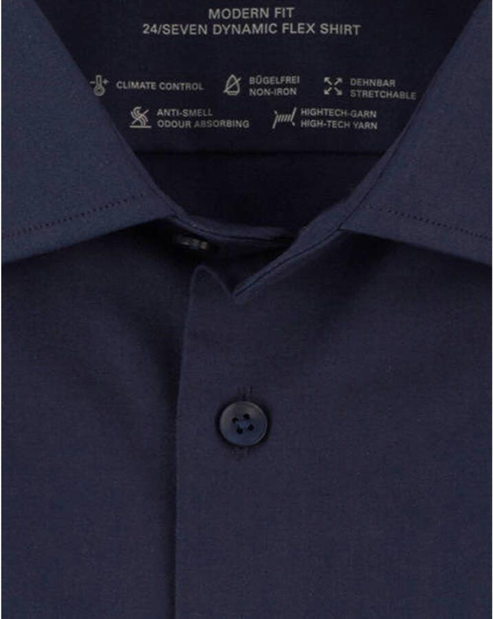 Olymp business overhemd Luxor Modern Fit normale fit donkerblauw effen katoen - Foto 2