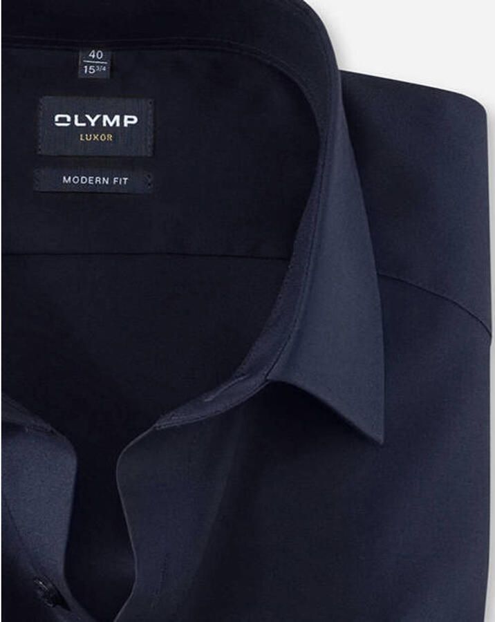 Olymp zakelijk overhemd poplin Luxor modern fit donkerblauw - Foto 2