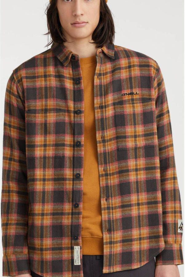 O'Neill geruit flanellen regular fit overshirt beige shadow check
