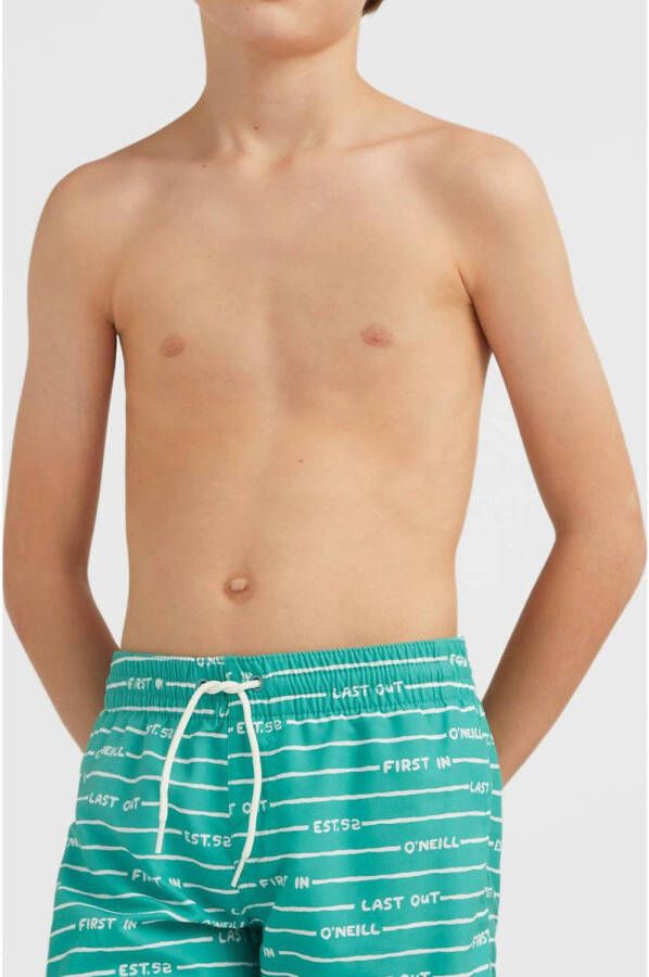 O'Neill gestreepte zwemshort All Year turquoise Blauw Jongens Polyester 152