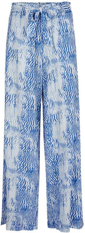 O'Neill high waist wide leg palazzo broek met all over print wit blauw