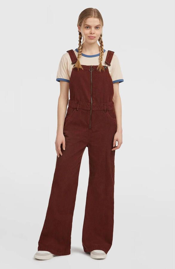 O'Neill corduroy wide leg high waist tuinbroek roodbruin