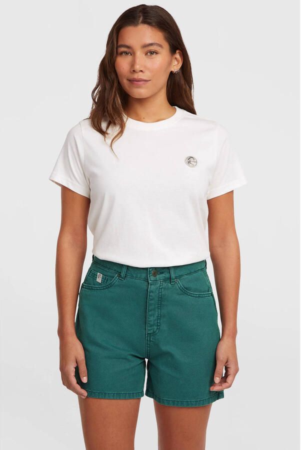 O'Neill denim wide leg regular waist short donkergroen