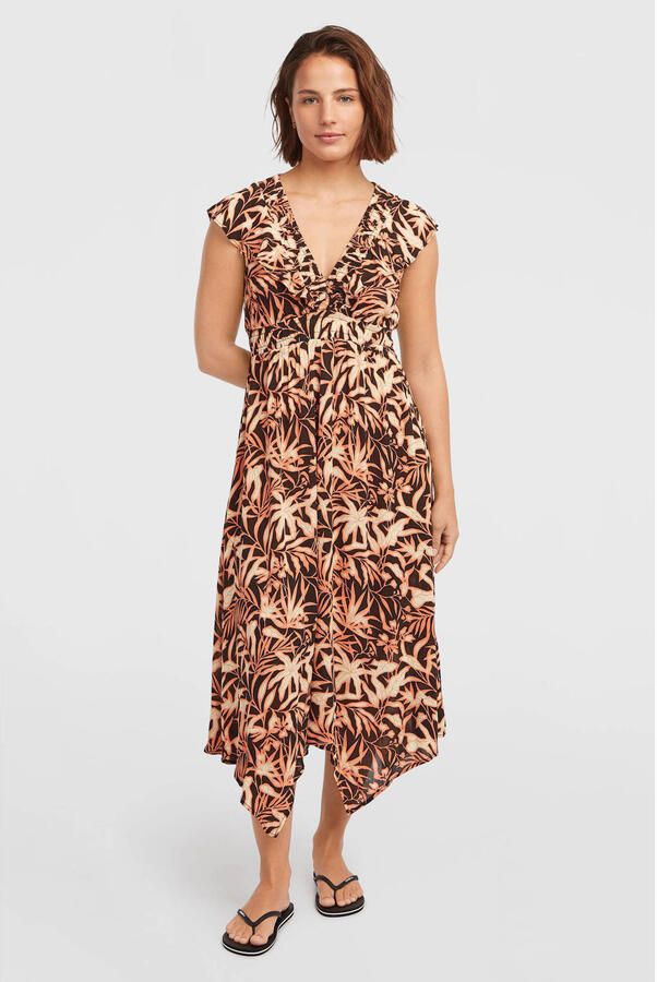 O'Neill gebloemde midi jurk multi