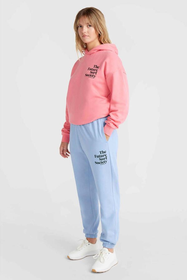 O'Neill high waist loose fit sweatpants met tekst lichtblauw