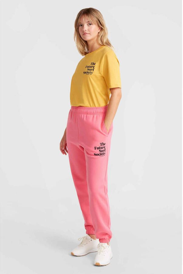 O'Neill high waist loose fit sweatpants met tekst roze