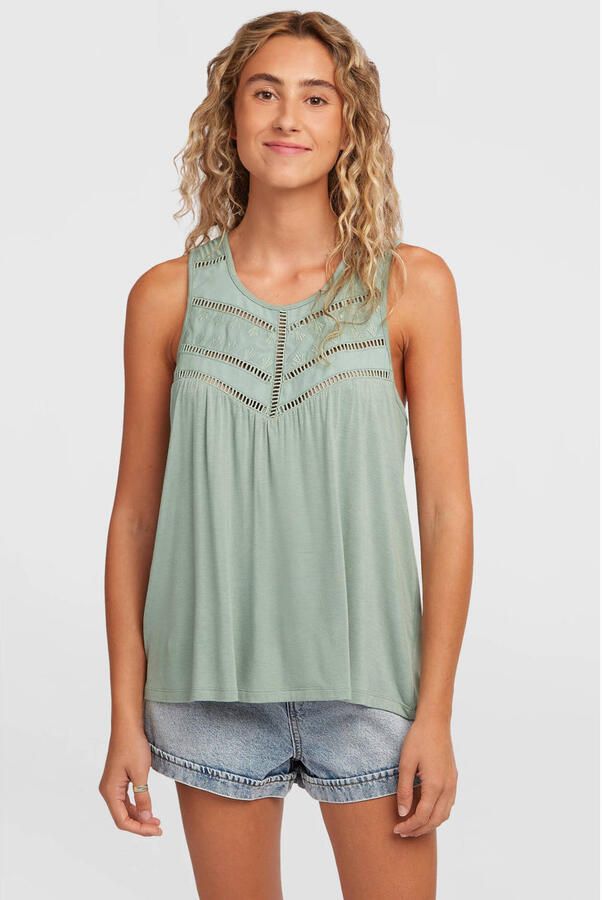 O'Neill mouwloze top groen broderie