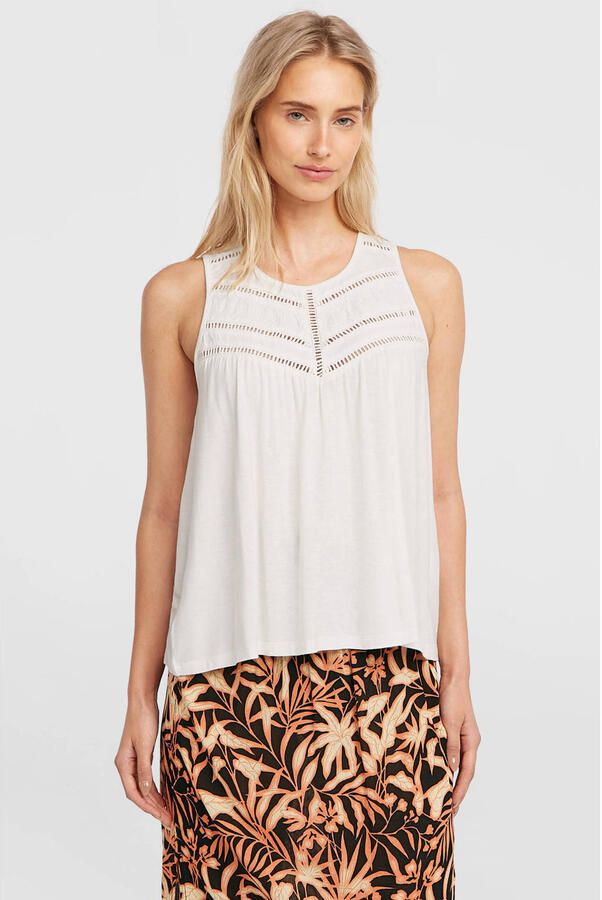 O'Neill mouwloze top wit broderie