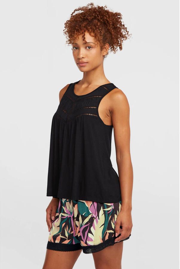 O'Neill mouwloze top zwart broderie