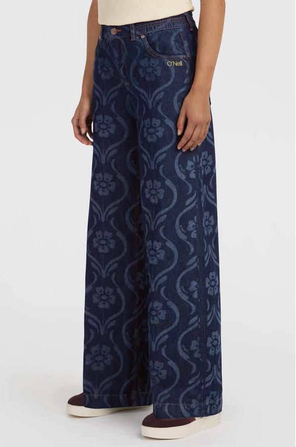 O'Neill wide leg jeans met print donkerblauw