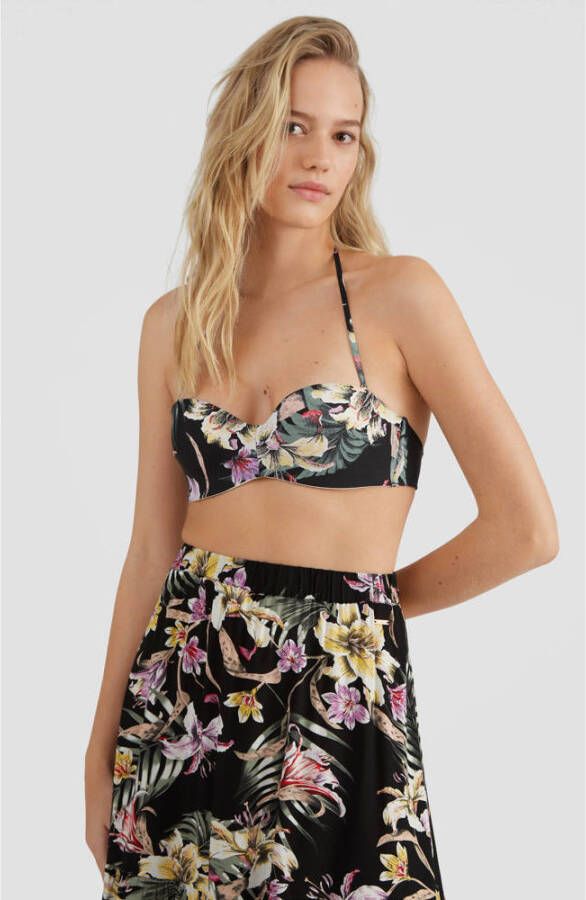 O'Neill strapless bandeau bikinitop Havaa zwart roze