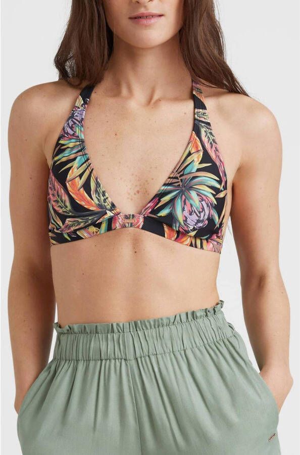 O'Neill voorgevormde halter bikinitop Marga zwart geel groen