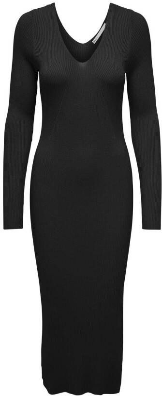 Only Knielange gebreide jurk met ronde hals model 'JULIE'