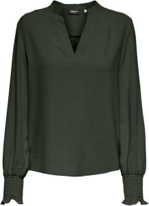 ONLY blousetop ONLMETTE van gerecycled polyester donkergroen