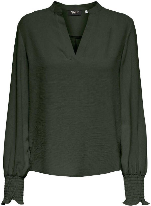 ONLY blousetop ONLMETTE van gerecycled polyester donkergroen