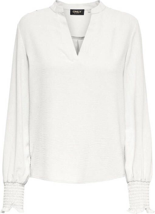 ONLY blousetop ONLMETTE van gerecycled polyester wit