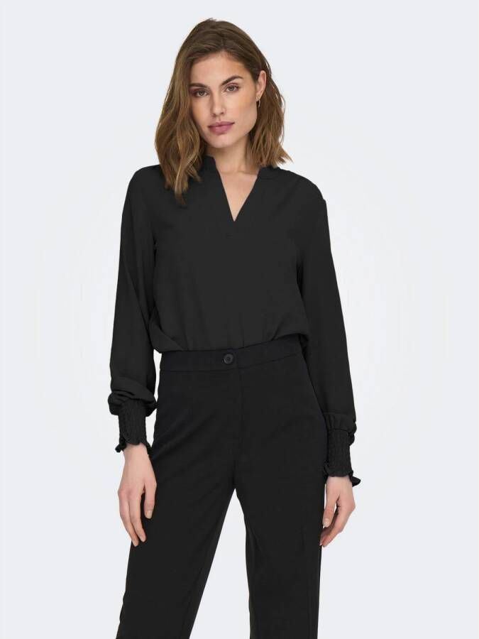 ONLY blousetop ONLMETTE van gerecycled polyester zwart