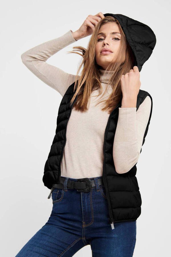 Only Tahoe Hooded Waistcoat Lente Zomer Collectie Black Dames