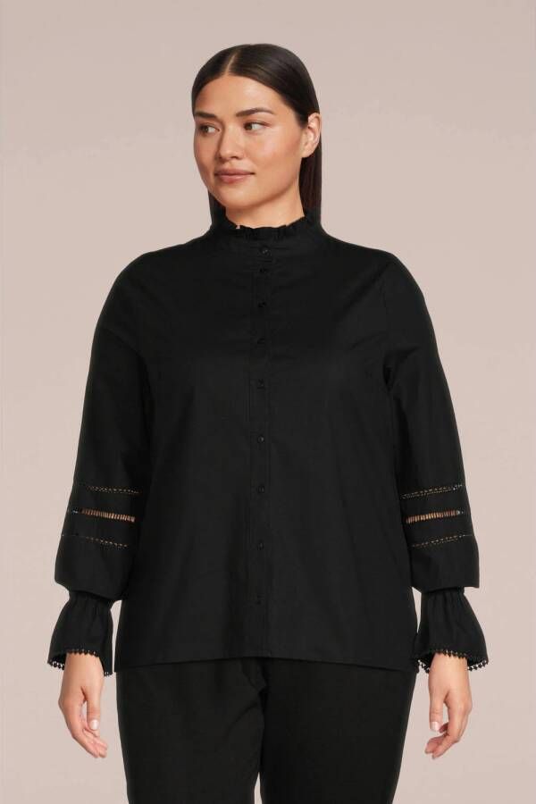 Only Carmakoma Frill Shirt in Zwart Black Dames