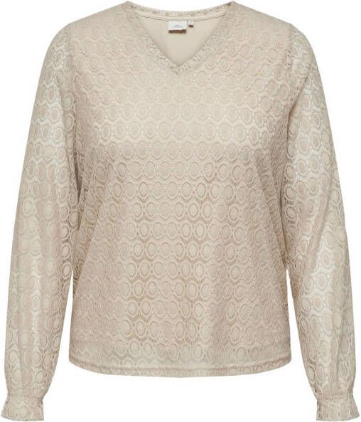Only Carmakoma Kanten Top in Pumice Stone Beige Dames