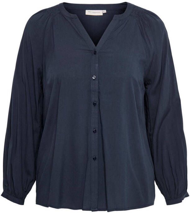 ONLY CARMAKOMA blouse CARKRIA met plooien donkerblauw
