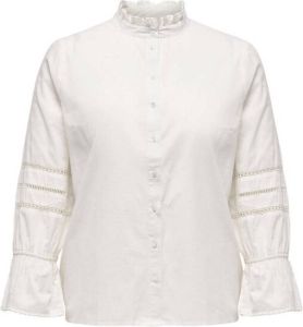Only Carmakoma Witte Frill Shirt Carlena L S WVN Wit Dames