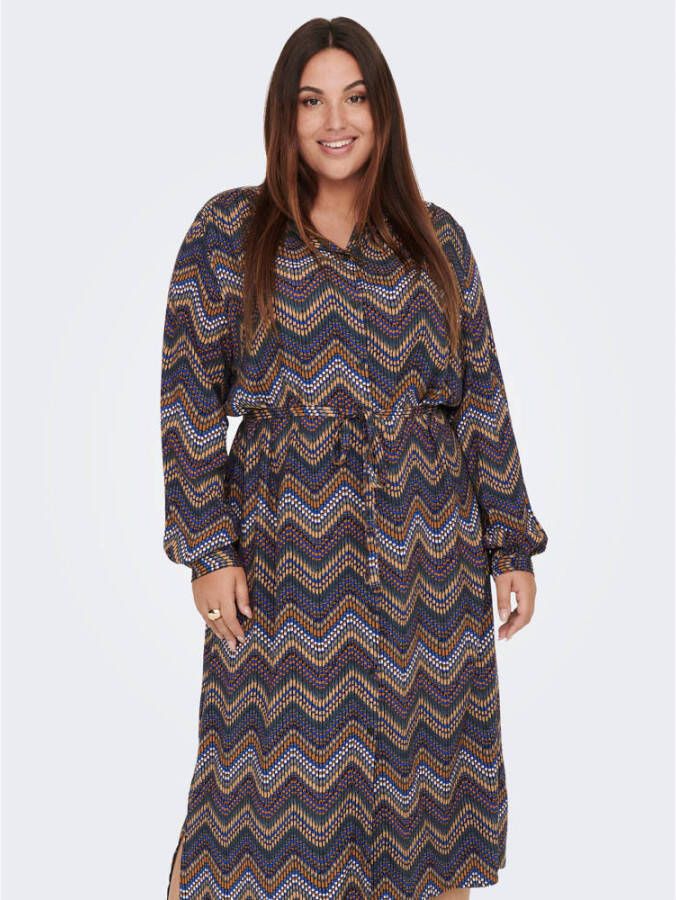 ONLY CARMAKOMA PLUS SIZE midi-jurk met all-over motief model 'BANNI'