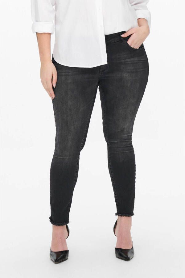 ONLY CARMAKOMA cropped regular waist skinny jeans CARWILLY antraciet