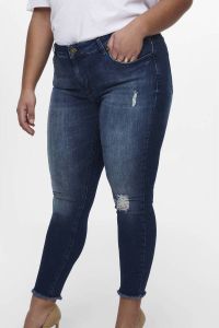 ONLY CARMAKOMA cropped skinny jeans CARWILLY met slijtage details dark denim