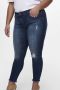 ONLY CARMAKOMA cropped skinny jeans CARWILLY met slijtage details dark denim - Thumbnail 1