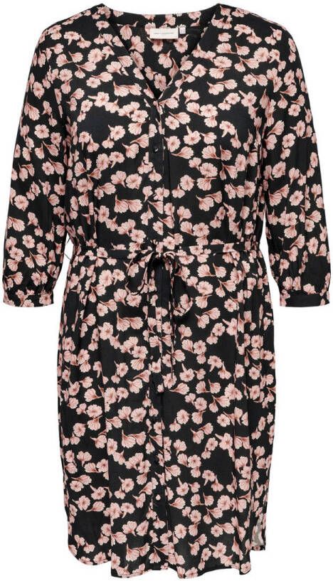 ONLY CARMAKOMA Gedessineerde jurk CARANITA DENIZIA 3 4 SHIRT BLK DRS AOP