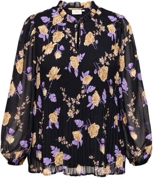 ONLY CARMAKOMA gebloemde blousetop CARPIONA zwart paars beige