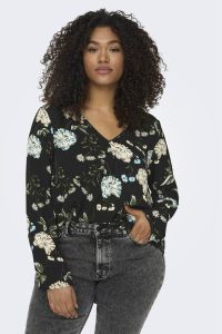 ONLY CARMAKOMA PLUS SIZE blouse met all-over bloe motief model 'CARLUXMIE'