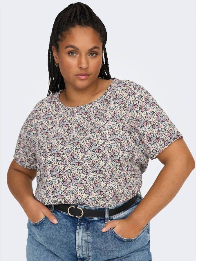 ONLY CARMAKOMA gebloemde geweven top CARVICA roze lila