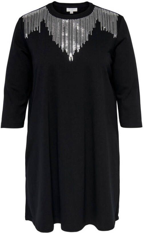 ONLY CARMAKOMA A-lijn jurk CARGENEVA met pailletten zwart zilver