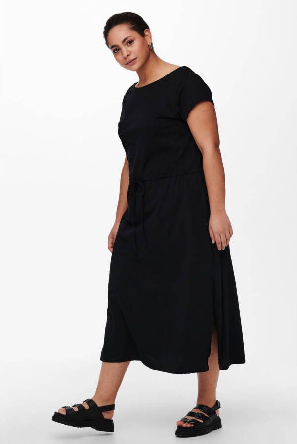 ONLY CARMAKOMA gestreepte maxi jurk CARAPRIL van katoen zwart