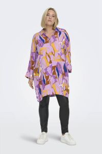 ONLY CARMAKOMA geweven blouse CARDALISA met all over print en plooien lila geel