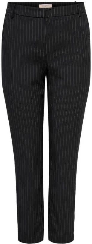 ONLY CARMAKOMA high waist slim fit broek CARKIYA met krijtstreep zwart