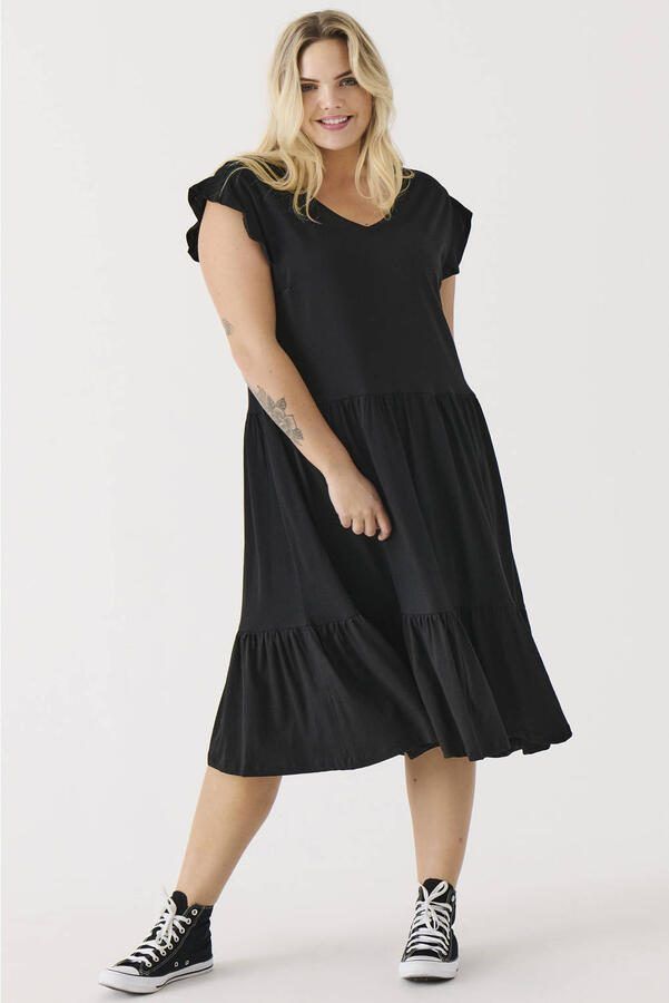 ONLY CARMAKOMA Jerseyjurk CARMAY LIFE CAP SL FRILL DRESS JRS NOOS - Foto 2