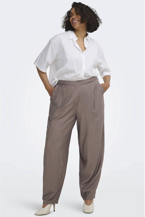 ONLY CARMAKOMA barrel casual broek met plooien Plus Size taupe - Foto 2
