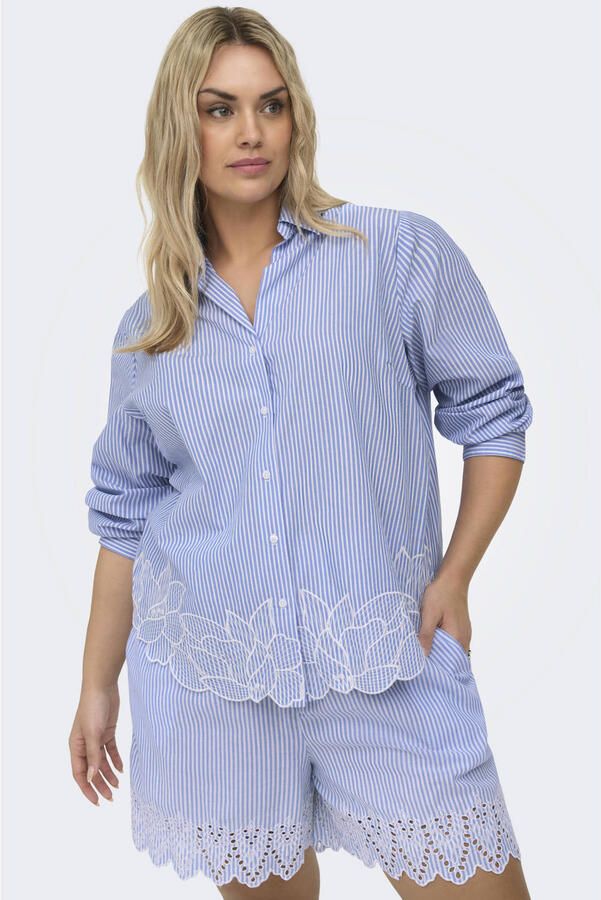 ONLY CARMAKOMA blouse met krijtstreep blauw