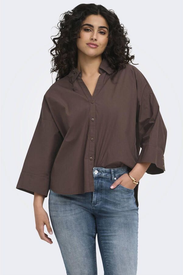 ONLY CARMAKOMA blouse Plus Size donkerbruin