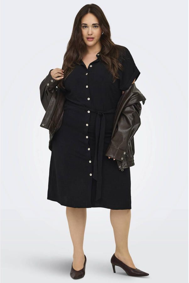 ONLY CARMAKOMA blousejurk met ceintuur zwart - Foto 2