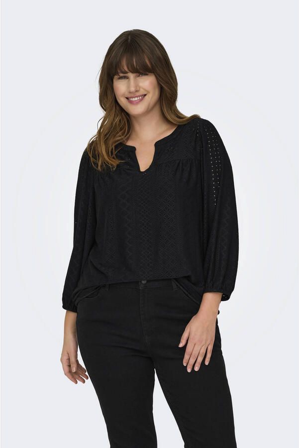 ONLY CARMAKOMA blousetop broderie zwart