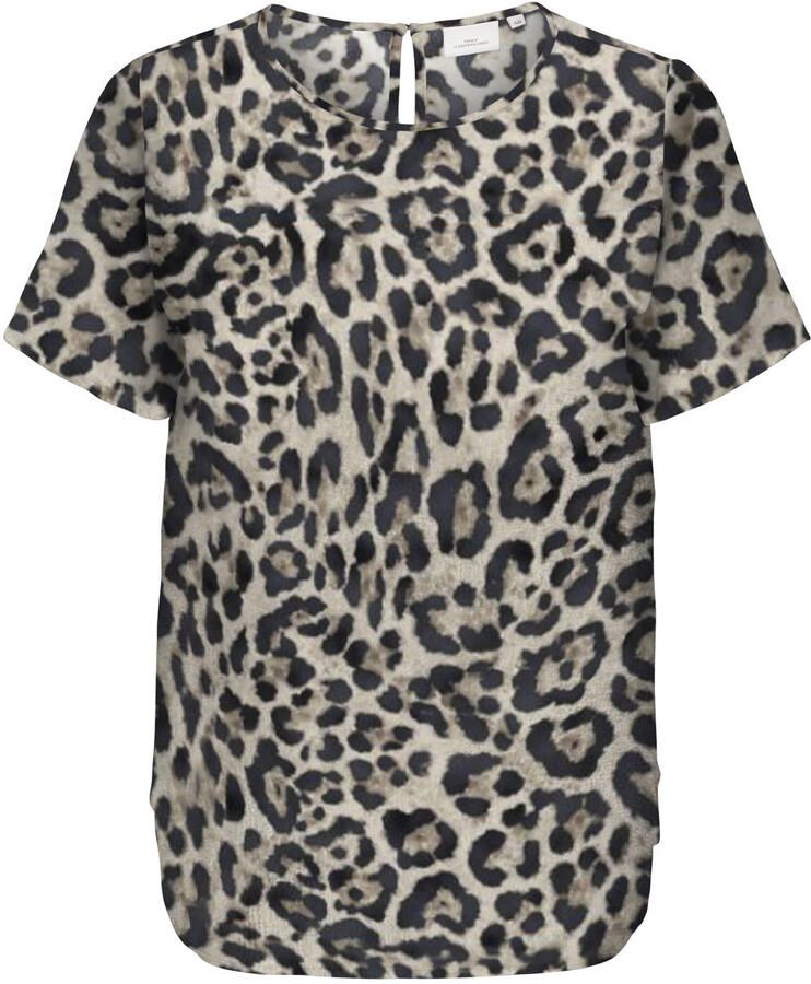 ONLY CARMAKOMA blousetop met panterprint bruin